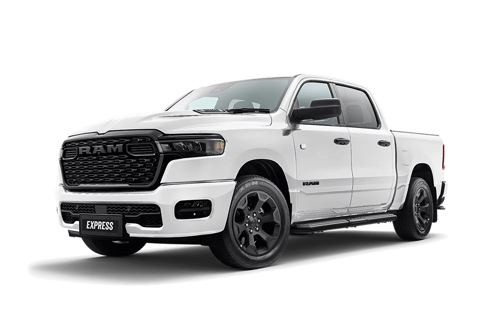 Front 3/4 render of a RAM Truck with a Bright White paint finish